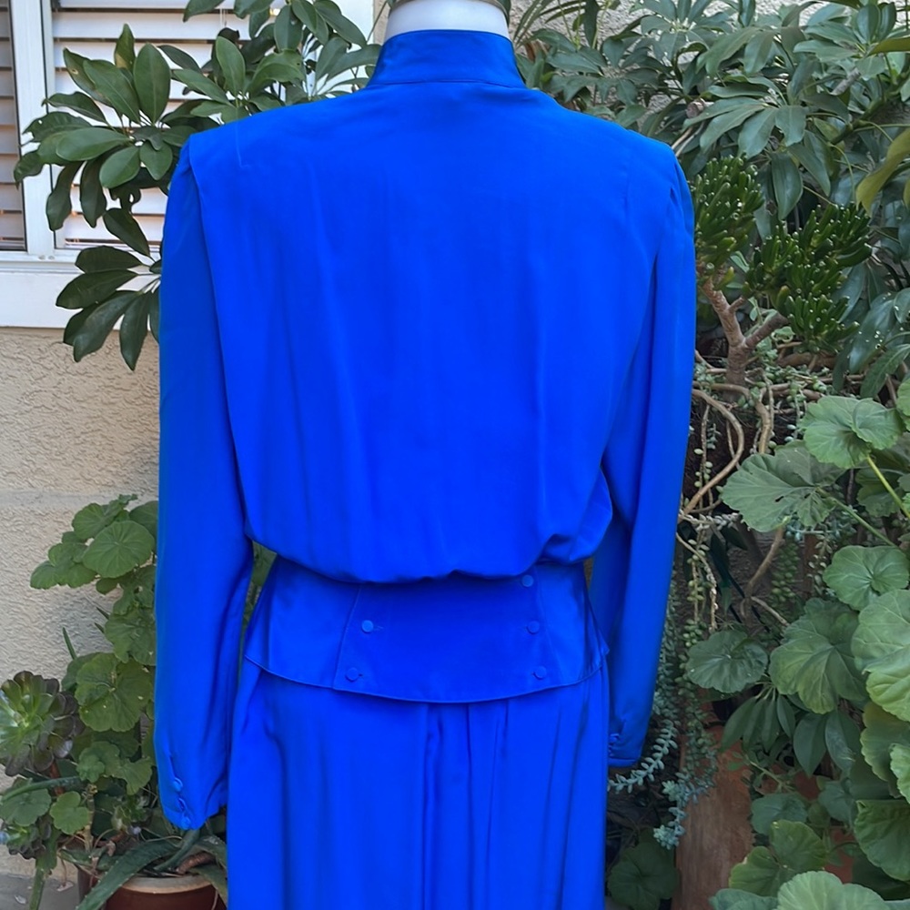 Vintage royal blue Cadaz silk dress - Picture 11 of 12